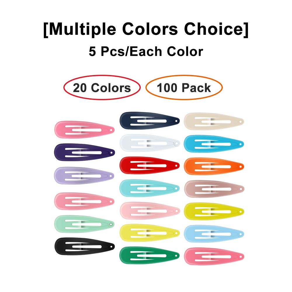 Hair Clips, ECADY (100-Pack 20 Colors) Non-Slip Snap Barrettes for Girls, Women, Kids - 2 Inch Beauty & Personal Care ECADY