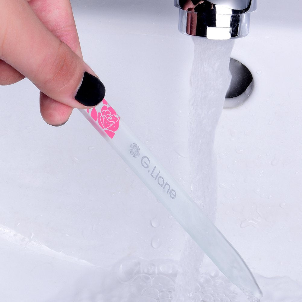 G.Liane Premium Glass Nail File with Case Professional Crystal Fingernail Files Perfect Manicure Set for Women Men Kids Nail Care Gift Set(Rose Pink) Beauty & Personal Care G.Liane