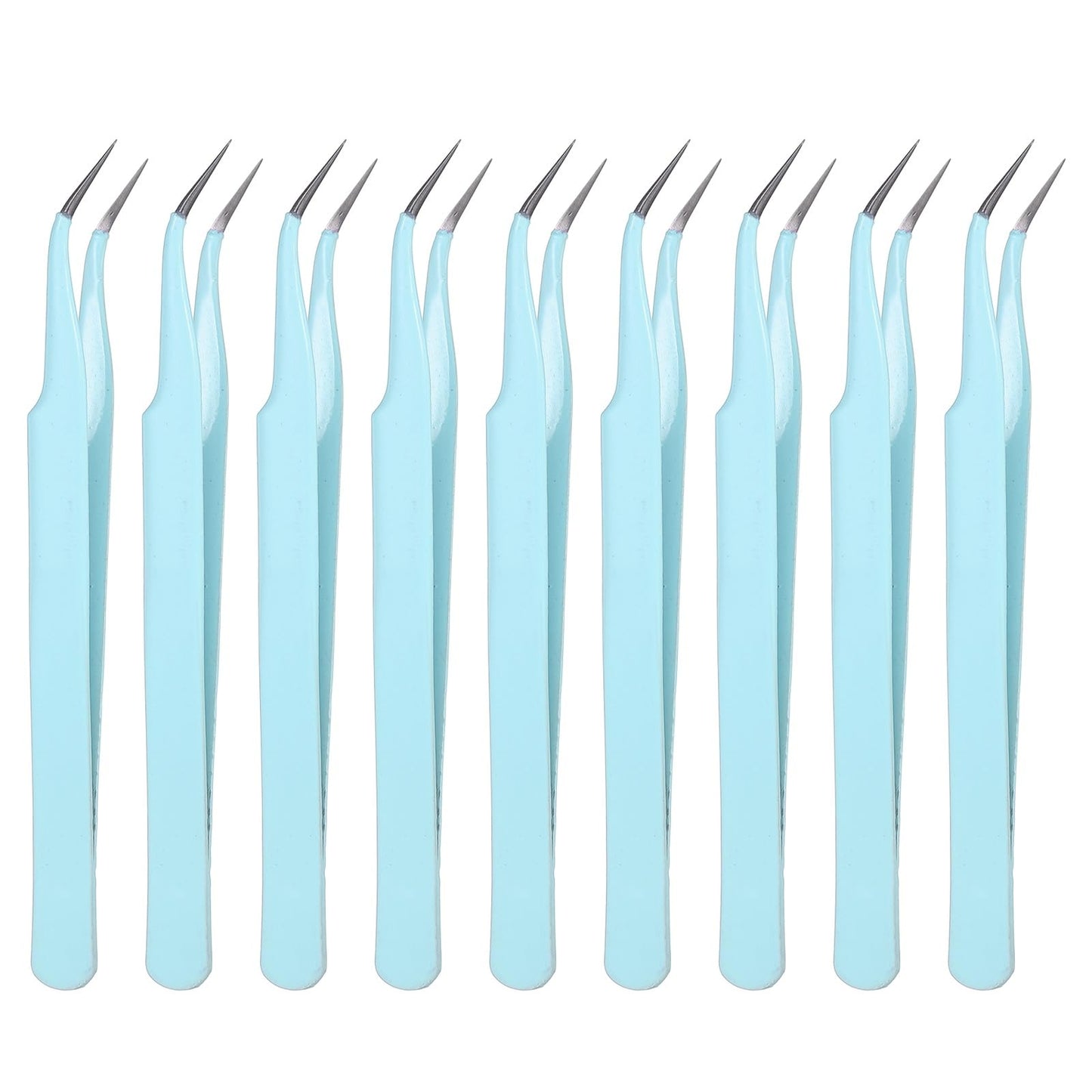 HARFINGTON 9Pcs Curved Pointed Craft Tweezers with Protective Cover, Anti-Static Stainless Steel Precision Tweezers Casual Beauty Tools for Eyelash Beauty and Personal Care HARFINGTON