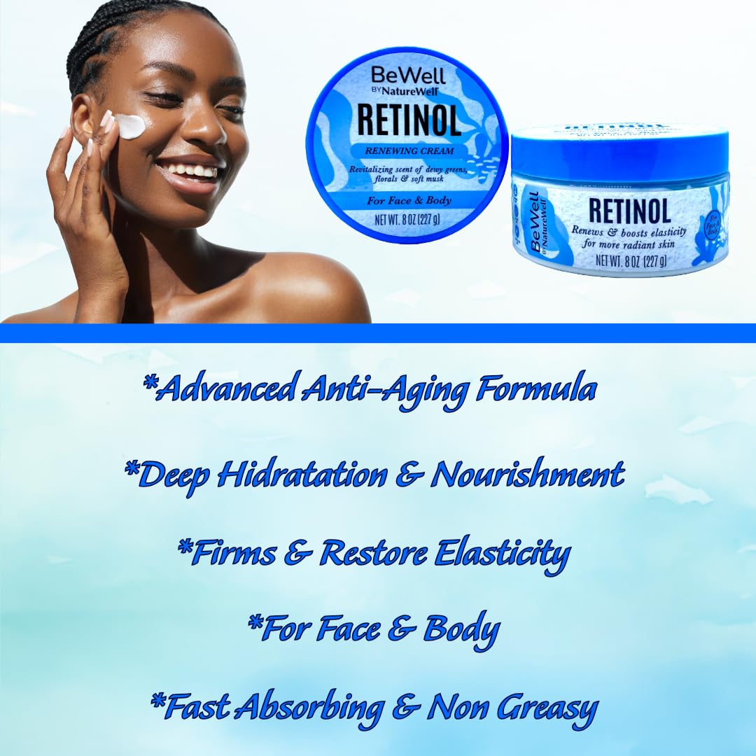 Retinol Renewing Cream for Face & Body 8oz - Advanced Anti-Aging Formula to Hydrate, Firm & Restore Skin Elasticity. Beauty & Personal Care NATURE WELL