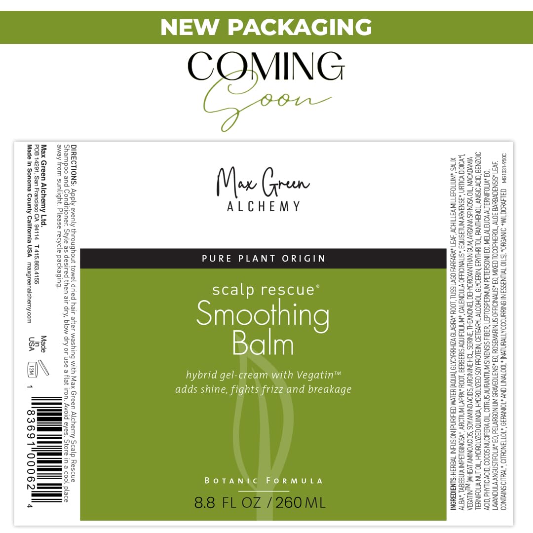 MGA Vegan Hair Smoothing Balm - Scalp Rescue Organic Formula with Keratin Repairs Rough Hair | Hair Care Product with Argan Oil for Men & Women Beauty & Personal Care Max Green Alchemy