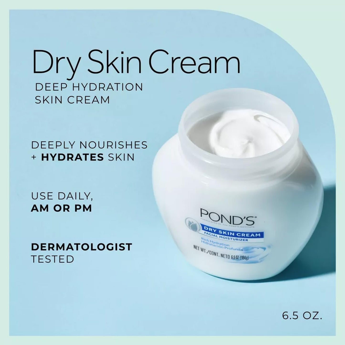 Pond’s Dry Cream Facial Moisturizer 2-Pack - Non-Comedogenic, Hypoallergenic, Dermatologist-Tested Face Cream for Women, 6.5 Oz Ea Beauty & Personal Care POND'S