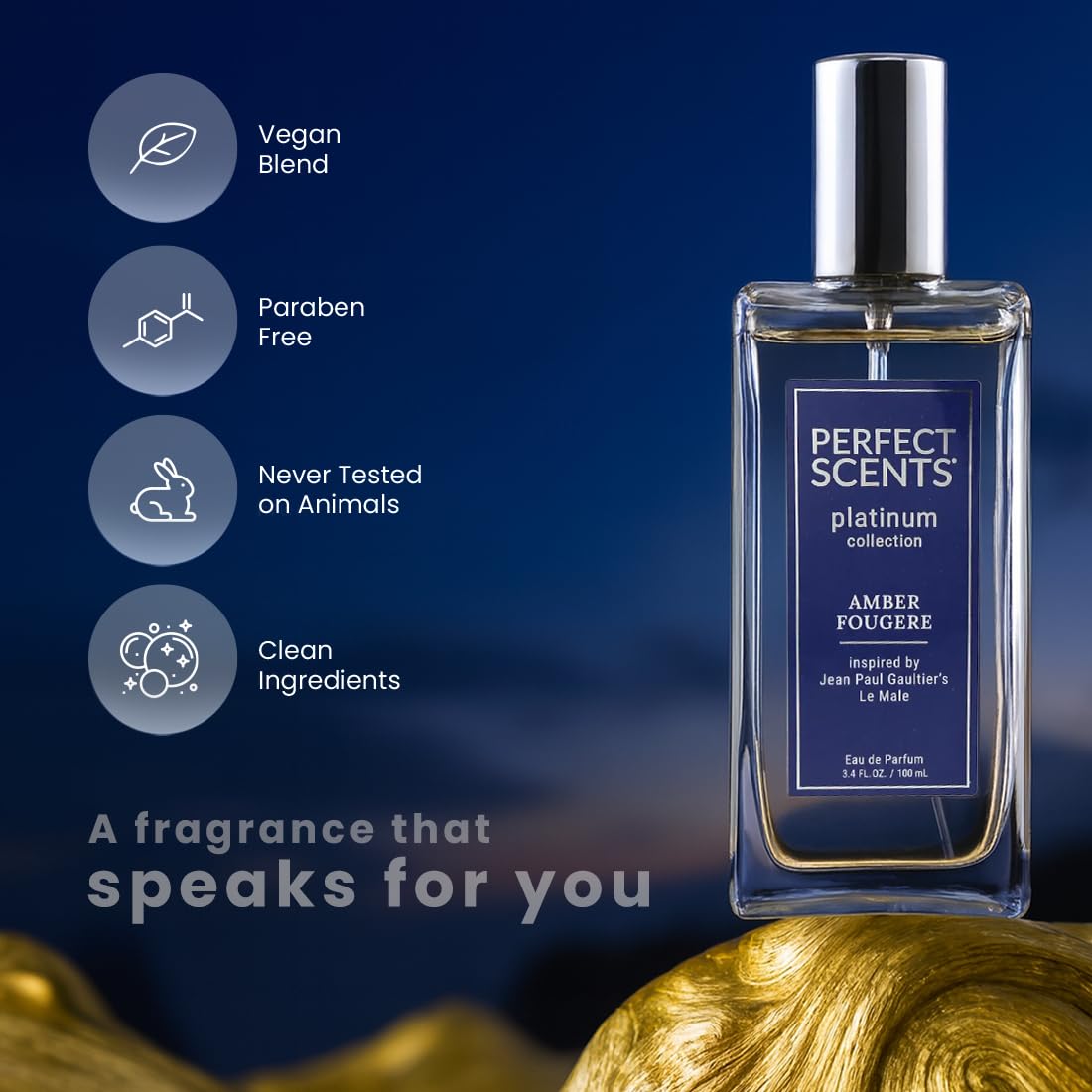 Perfect Scents Fragrances | Inspired by Jean Paul Gaultier’s Le Male | Platinum Collection | Amber Fougere | Men’s Eau de Parfum | Vegan, Paraben Beauty & Personal Care Instyle Fragrances