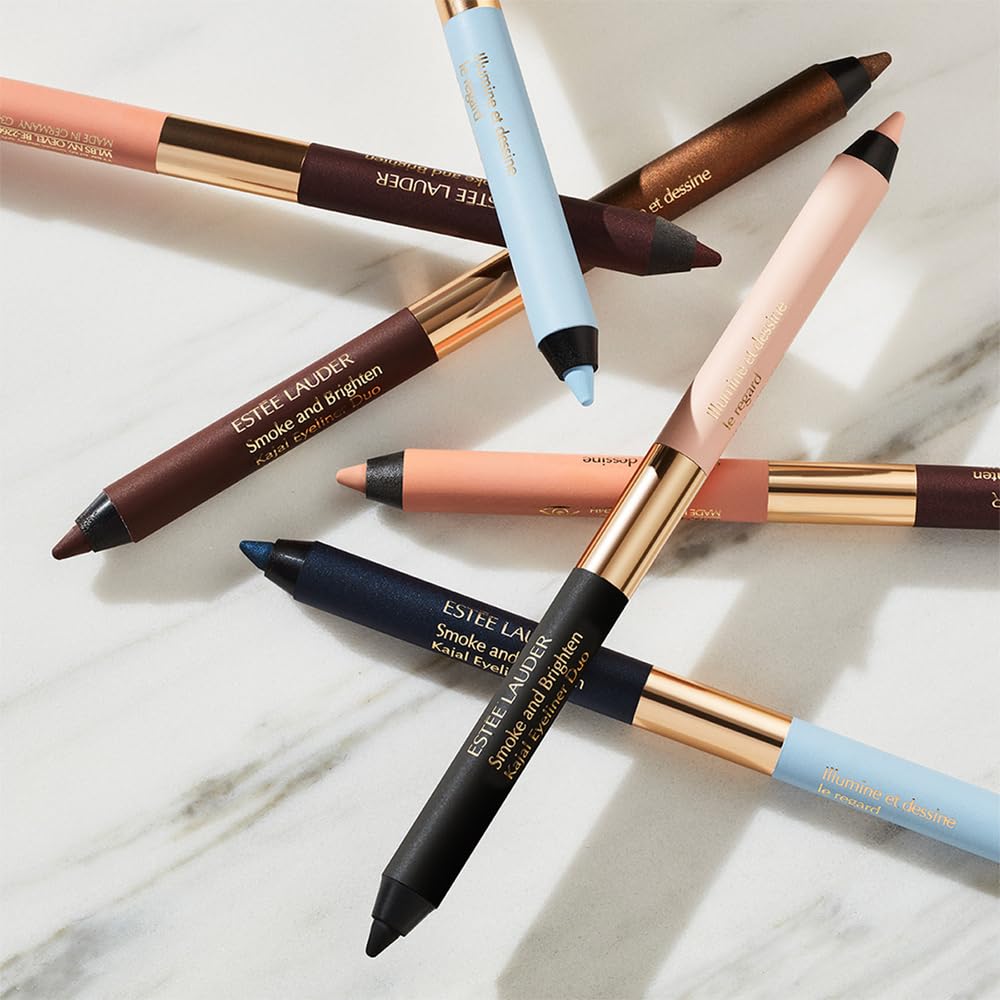 Estée Lauder Smoke and Brighten Long-Lasting Waterproof Kajal Eyeliner Pencil Duo, 0.03 Ounce, Marine/Sky Blue Beauty & Personal Care Estée Lauder