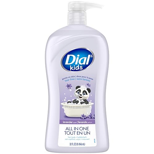 Dial Kids All-in-1 Body + Hair + Bubble Bath, Lavender Scent, 32 Fl Oz, Hypoallergenic Body Wash & Shampoo, No Tears Formula for Kids 2+ Years, No Beauty & Personal Care Dial