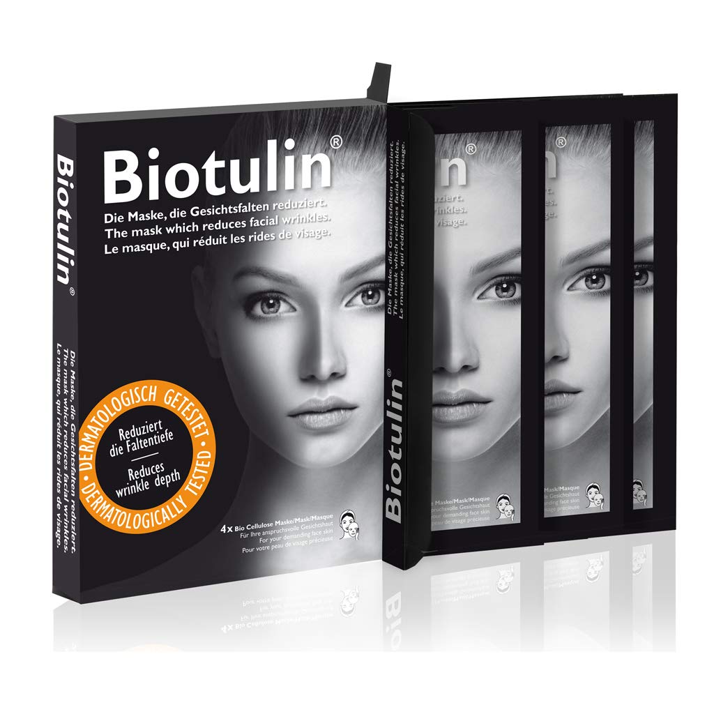 Biotulin Bio Cellulose Face Mask - Pack of 4 - Anti Wrinkle Hydrating Mask- Hyaluronic Acid - Anti Aging Ingredients Beauty & Personal Care Biotulin