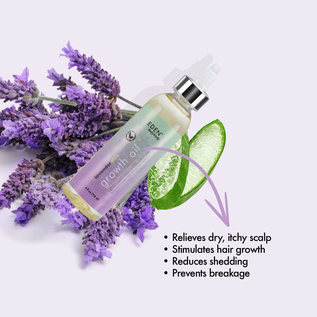EDEN BodyWorks Lavender Aloe Hair Growth Oil (4 oz) - Vegan Scalp Treatment to Reduce Breakage & Stimulate Healthy Growth Beauty & Personal Care EDEN BodyWorks
