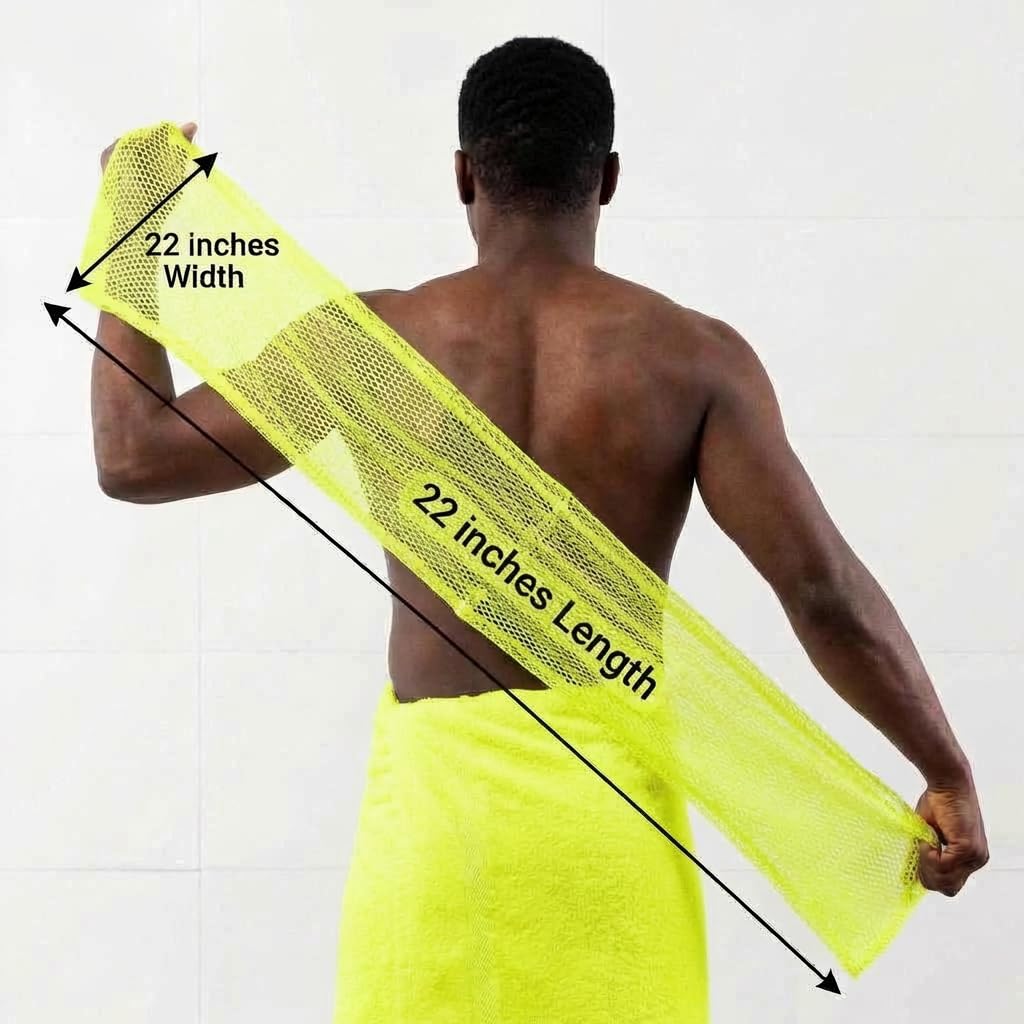 African net Sponge Authentic with Knots, Real, Long, exfoliating net Sponge with 12 Colors for Sale Made for Both Men and Women as a Hygiene Essential Beauty and Personal Care AFRICANA BEAUTY