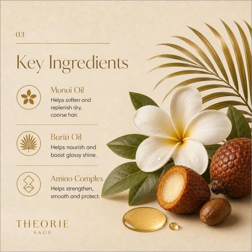 THEORIE 400 mL Shampoo & Conditioner Collection (THEORIE Sage Collection Hair Care Sets (Monoi & Buriti 400mL Shampoo & Conditioner Set)) Beauty & Personal Care Theorie