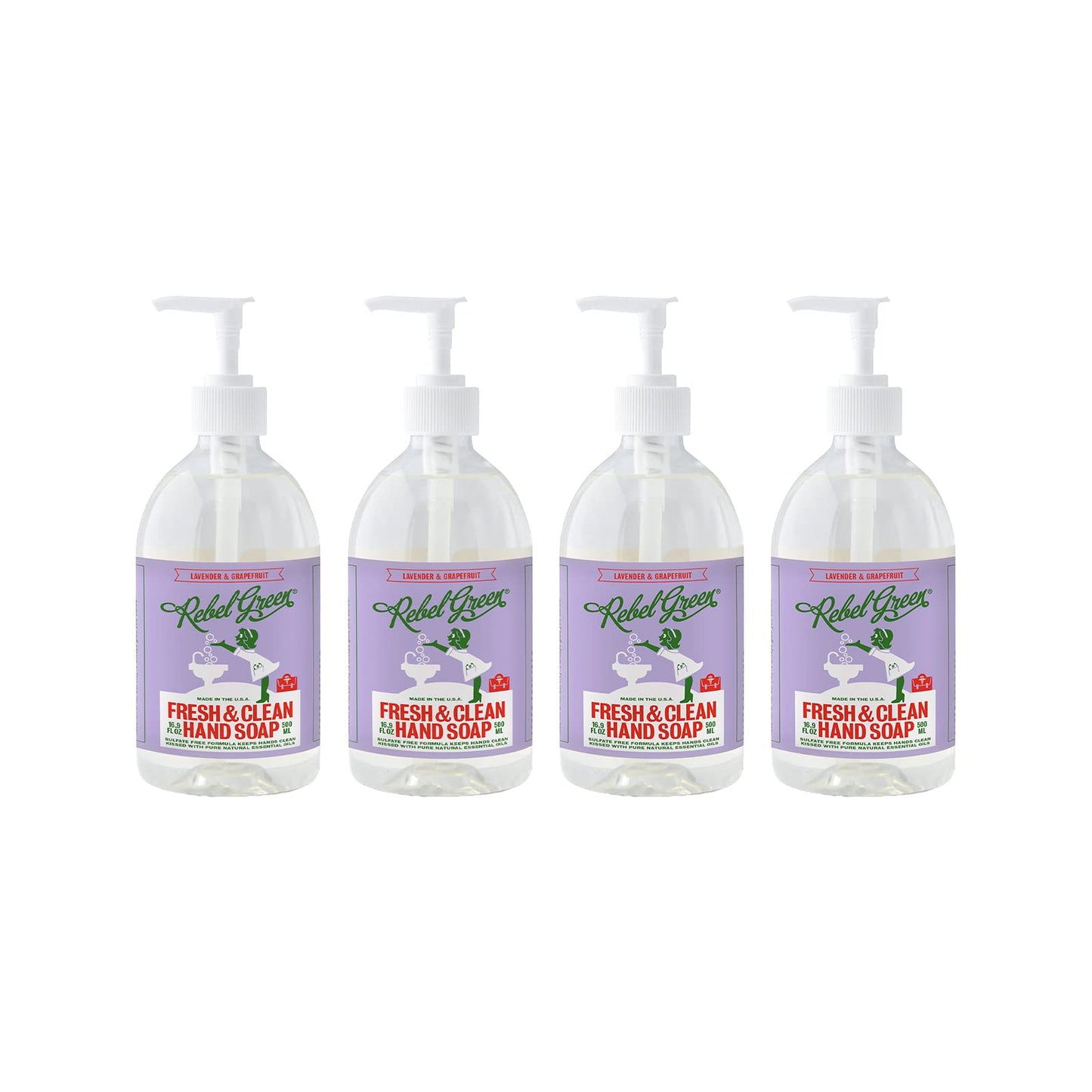 Rebel Green Liquid Hand Soap - Moisturizing Natural Bathroom & Kitchen Liquid Soap - Gentle Household Hand Wash (Lavender & Grapefruit, 16.90 Fl Oz Beauty & Personal Care Rebel Green