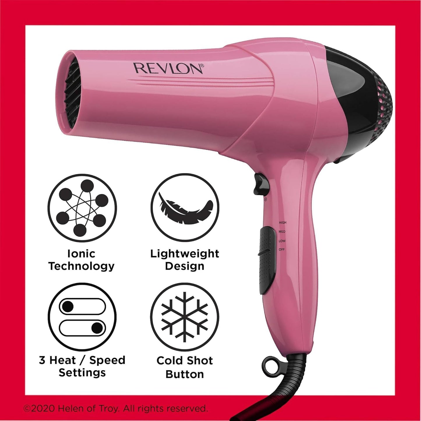 Revlon 1875W Lightweight Hair Dryer | For Easy Smooth Styling (Pink) Beauty & Personal Care REVLON