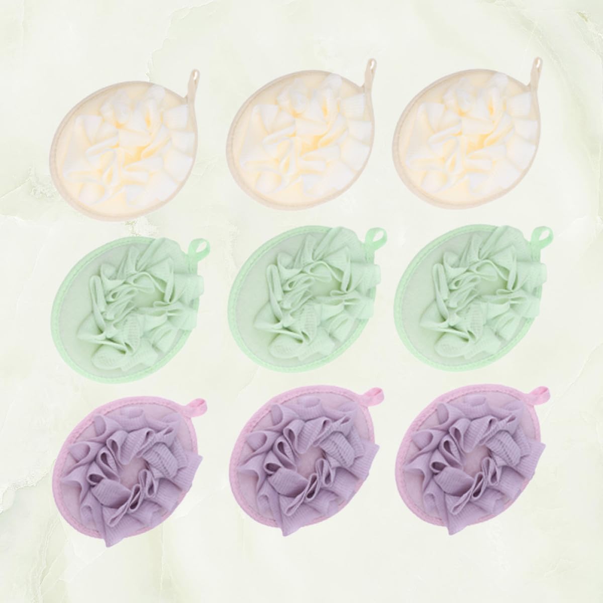 NULYLU 9Pcs Bath Sponge and Bath Puff Set Soft Solid Color with Bubble Net Gentle Exfoliating for Men and Women Suitable for Daily Shower Use Beauty and Personal Care NULYLU