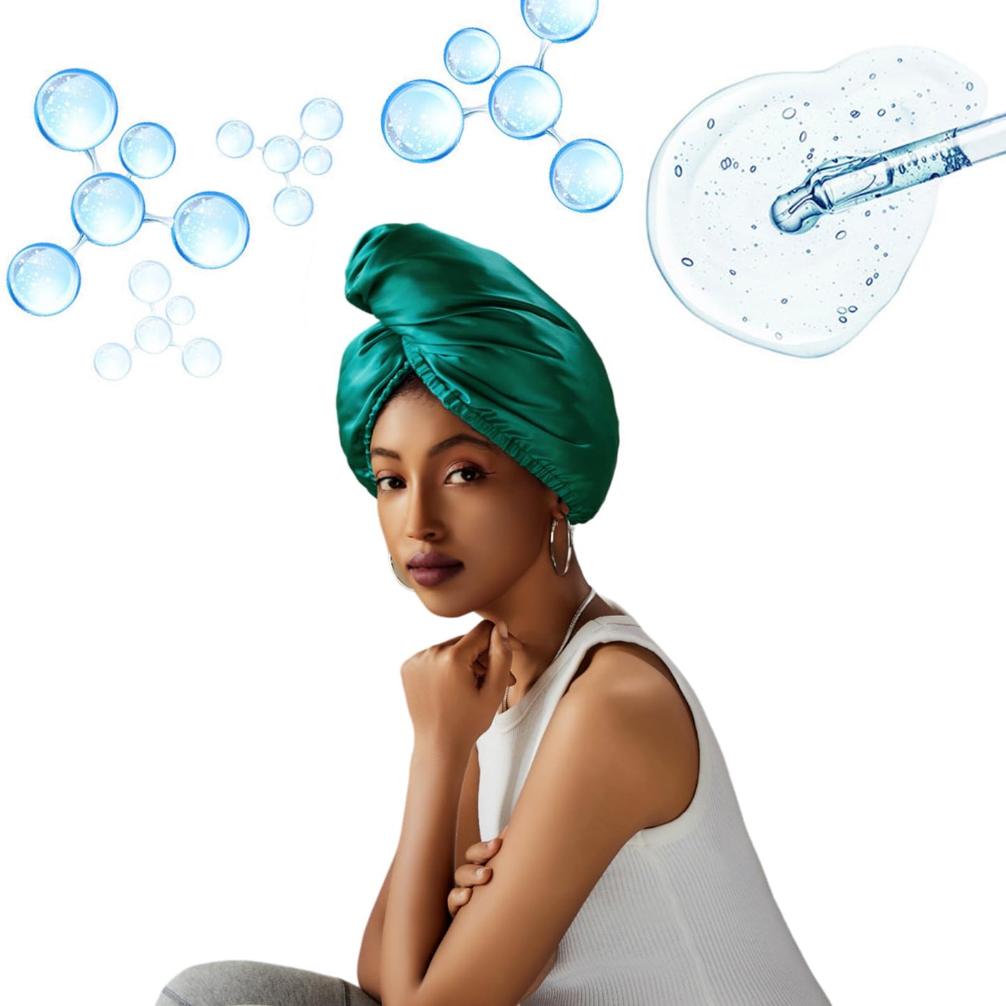 PROMEED Hydrating Silk Hair Wrap with Hyaluronic Acid, 100% 23 Momme Mulberry Silk Turban for Dry Hair and Frizzy Hair, Grade 6a+ Silk Bonnet for Hair Beauty and Personal Care PROMEED