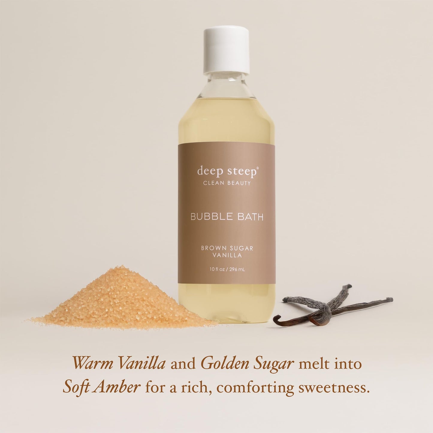 Deep Steep Bubble Bath, Brown Sugar Vanilla, 10 oz - Soothing Soak with Shea Butter, Argan Oil, Aloe Vera & Coconut Oil - Vegan, Sulfate-Free Beauty and Personal Care Deep Steep
