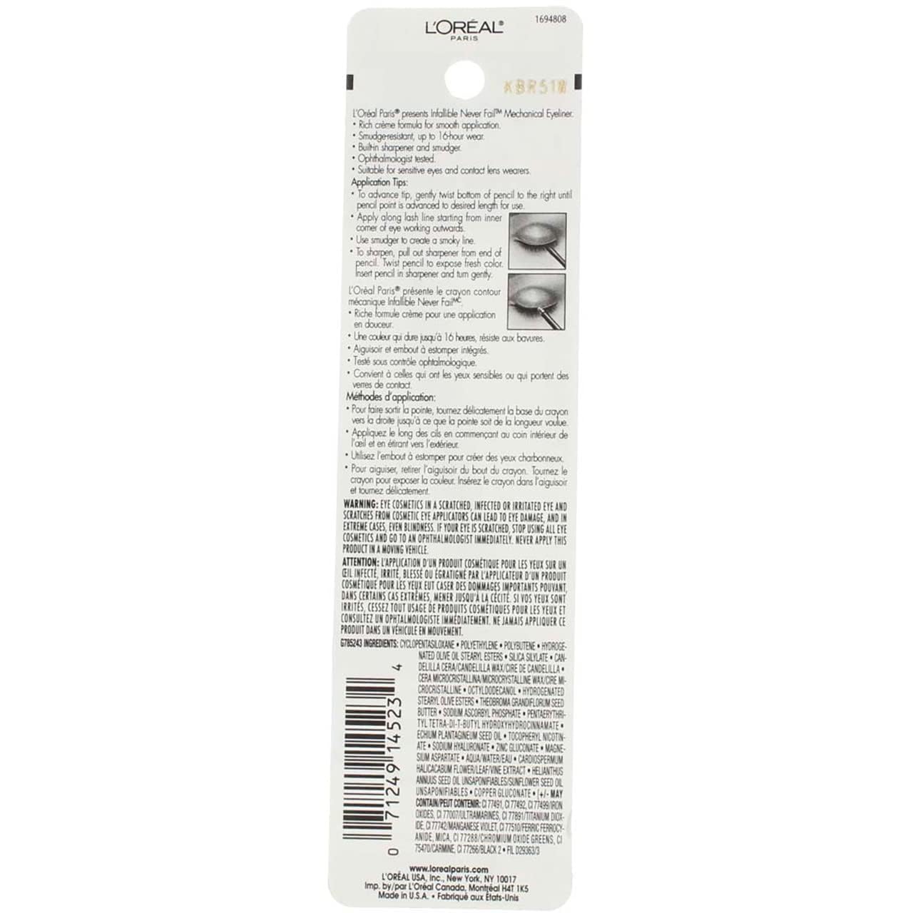 L'Oreal Paris Infallible Never Fail Eyeliner, Black, 0.008 Ounces Beauty & Personal Care L'Oreal Paris