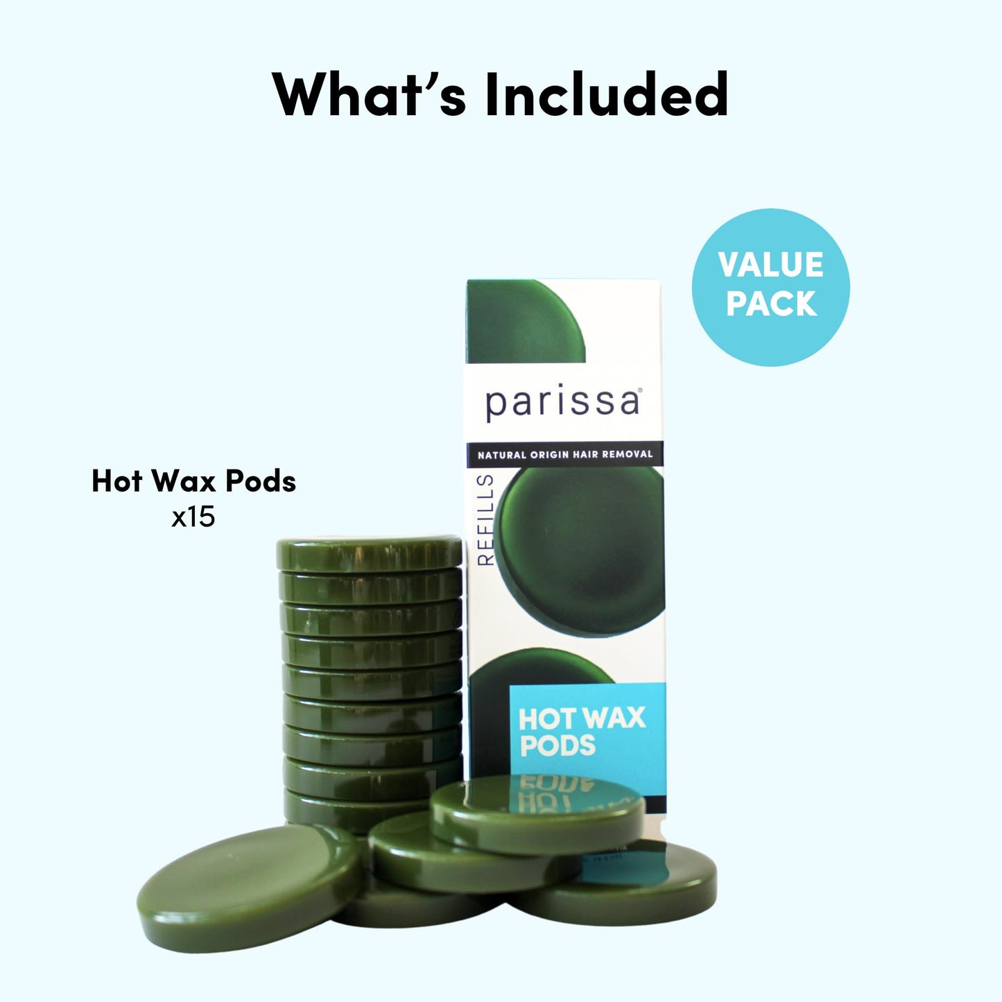 Parissa Hard Wax Refill Pods - 15 Pods (13.2 Oz) - No-Strip Hot Wax with Natural Beeswax, Salon-Strength for Brazilian, Bikini & Facial Hair Removal Beauty and Personal Care Parissa