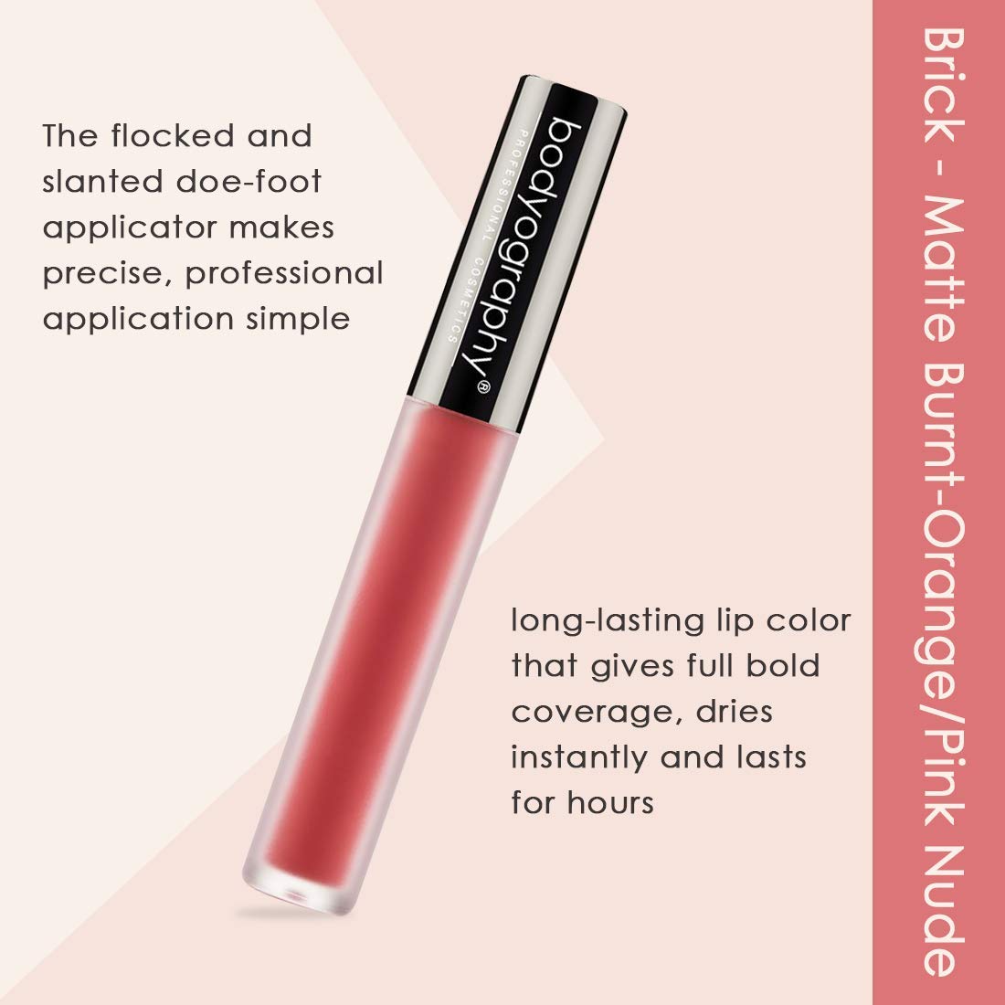 Bodyography Lip Lava Liquid Lipstick Matte - Brick Burnt Orange Pink Nude for Women - 0.08 oz Lipstick Beauty & Personal Care Bodyography
