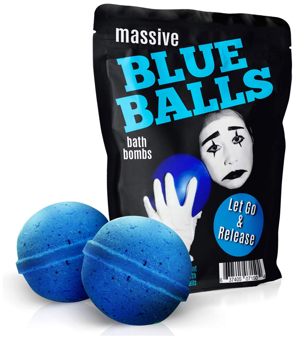Massive Blue Balls Bath Bombs - Sad Mime Design - Funny Bath Bombs for Men - XL Bath Fizzers, Giant Blue Bath Bombs, Handcrafted in The USA, 2 Count Beauty & Personal Care Gears Out