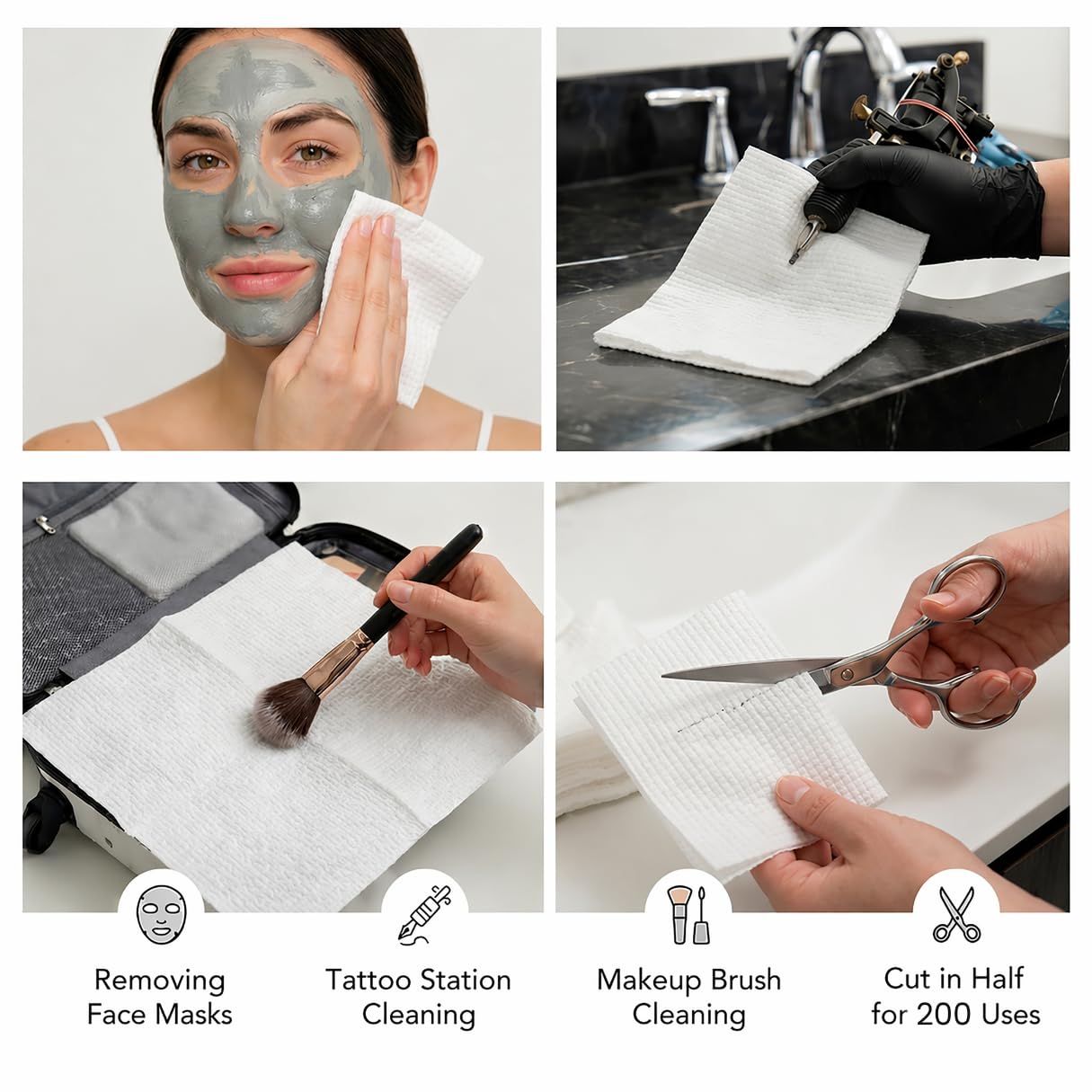 ForPro Travel Size Disposable Face Towels, 8"x8" Compact Dry Wipes, Ultra Soft Lint-Free Viscose Makeup Remover Pads for Sensitive Skin Beauty & Personal Care ForPro Professional Collection