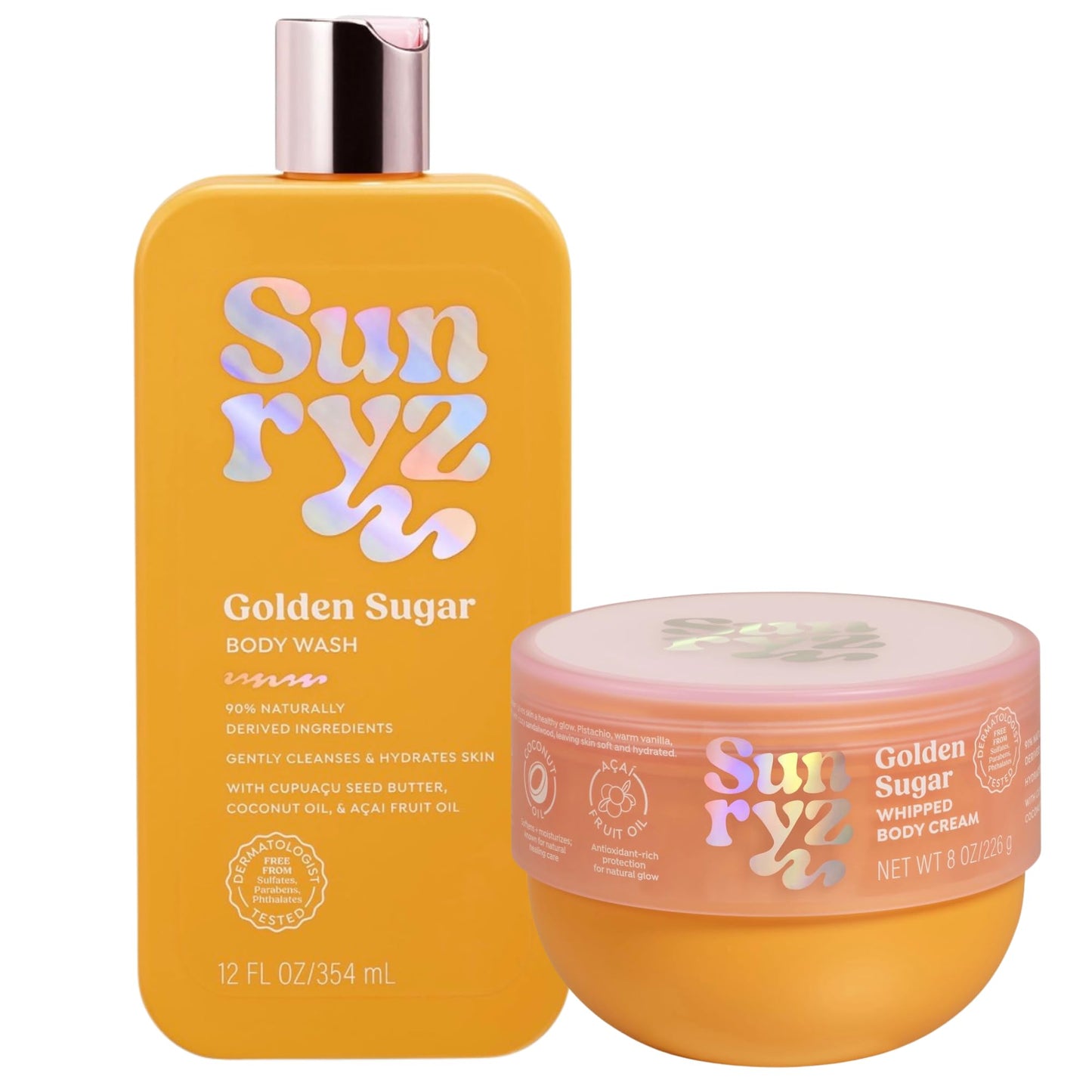 PDC Brands Sunryz Limited Edition Summer Scented Body Wash and Whipped Body Cream Duo, Golden Sugar, 12 FL OZ Body Wash, 8 OZ Body Cream, 2 Piece Set Beauty & Personal Care PDC Brands