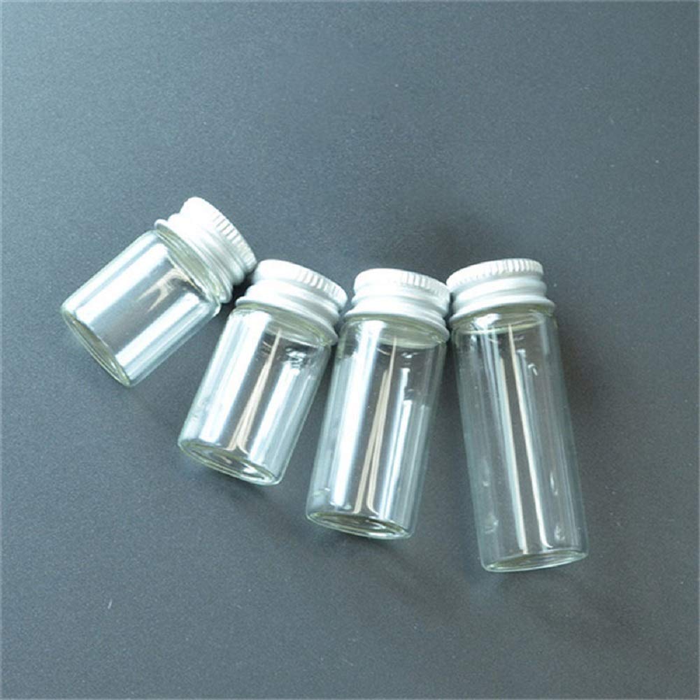 10Pcs Glass Sealed Bottle with Screw Aluminum Cap Clear Tiny Empty Sample Vials Glass Jars Containers Cute Wishes Bottle (20ml) Beauty & Personal Care glasstore
