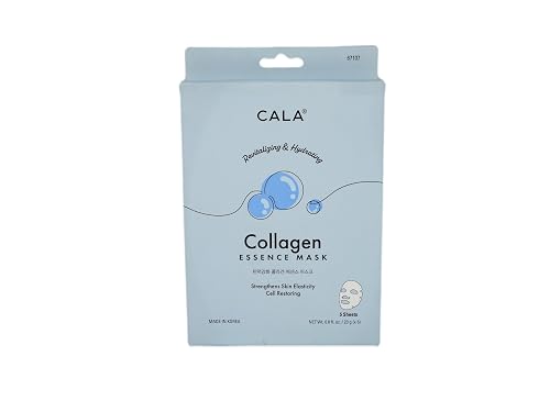 Cala Collagen Essence Facial Sheet Masks, 5 Pack - Ultra-Thin Hydrating Face Mask Sheets with Tea Tree + Herbal Extracts, Hyaluronic Acid Beauty & Personal Care Cala