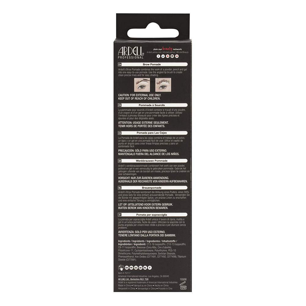 Ardell Brow Pomade - Medium Brown, Smudge-Proof Long-Lasting Eyebrow Makeup, with Dual-Ended Precision Brush and Spoolie for Defined and Natural… Beauty & Personal Care Ardell