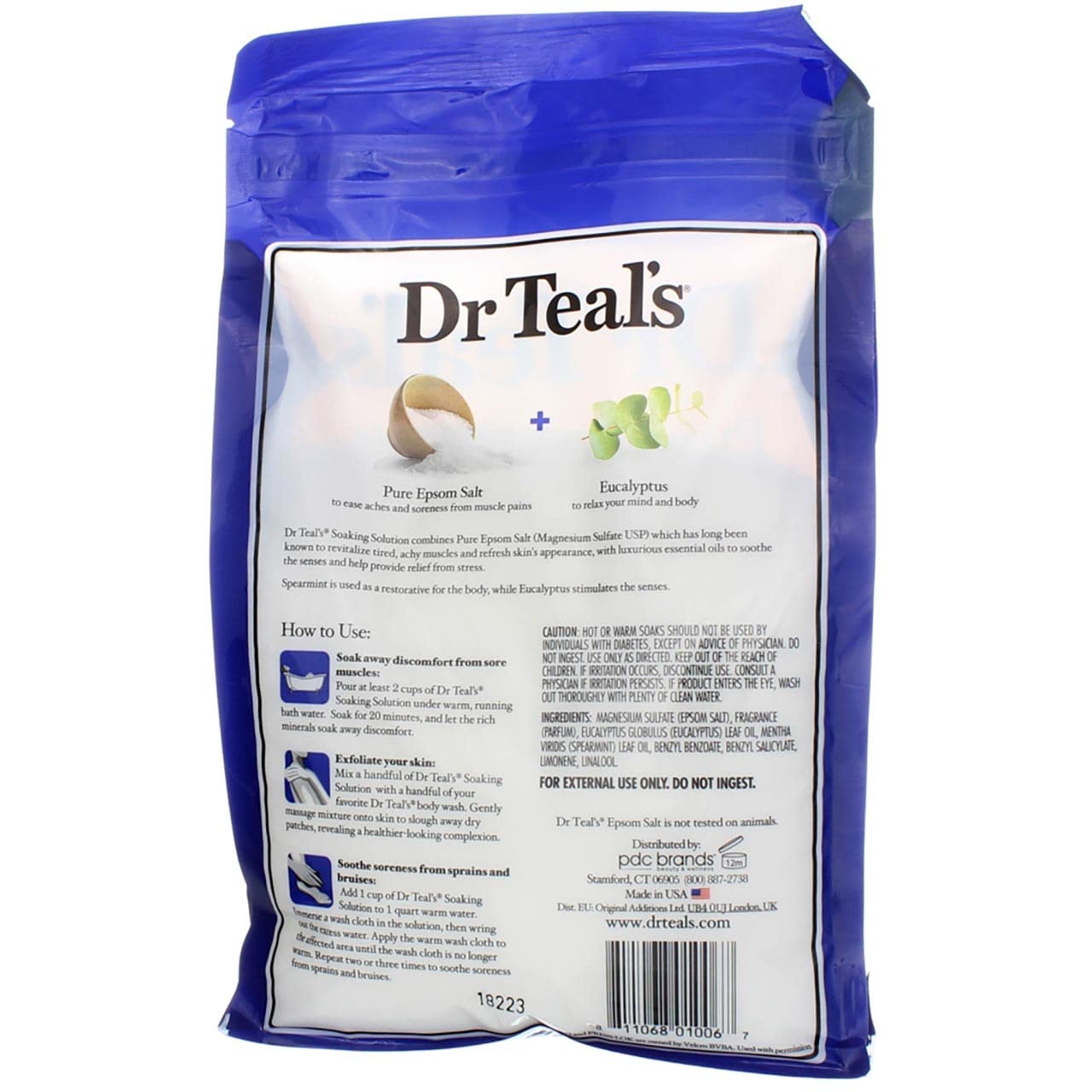 Dr. Epsom Salt Soaking Solution Relax Eucalyptus Spearmint 48 OZ (Pack of 8) Beauty and Personal Care Dr Teal's