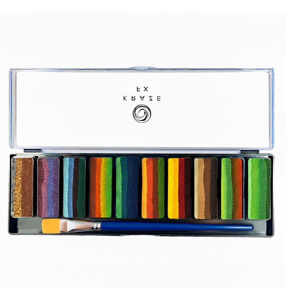Kraze FX Peaks Face Paint Palette by Tamina Mohammed - 10 Colors Professional Split Cake Set - 3/4" Travel Size Cakes - Metallic & Earth Tones Beauty & Personal Care Kraze FX