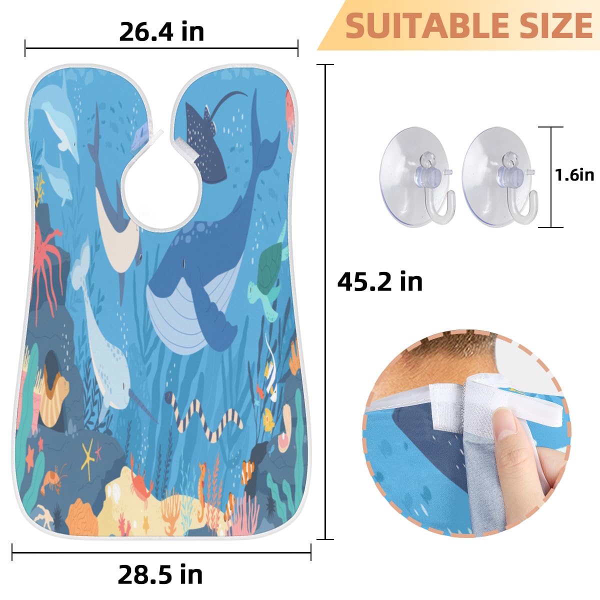Hsnar Ocean Animal Cute Beard Apron Gifts for Men Beard Trimming Catcher Bib Non-Stick Beard Cape for Shaving and Trimming Beauty and Personal Care Hsnar