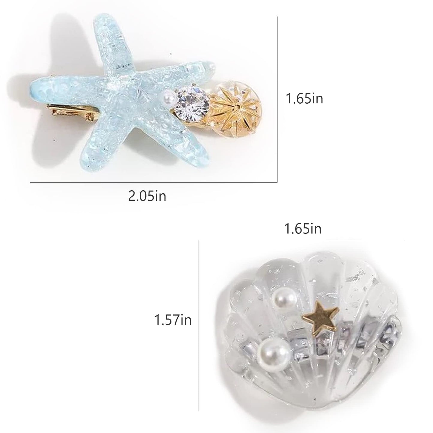 6Pcs Ocean Pearl Shell Starfish Hair Clip - Super Flash Edge, Bangs Clip, Headdress Beauty & Personal Care LINKIM BOLLY