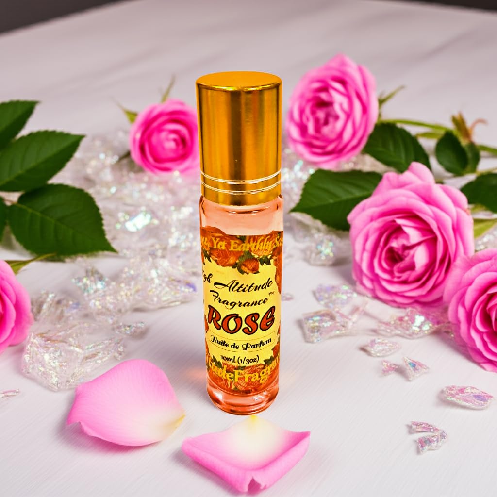 ROSE Perfume Oil - All-Natural Essential Oil Fragrance - Huile de Parfum - Bulgarian Damask Rosa Damascena Petals Otto, Tea Rose, De Mai - Roll Beauty & Personal Care HIGH ALTITUDE ORGANICS