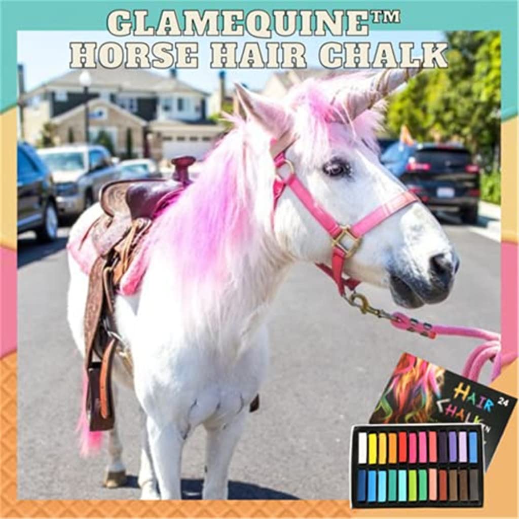 Glam Equine Hair Chalk Set, 24 Colors Temporary Washable Hair Dye for Kids, Pets, Horses & Styling Beauty & Personal Care Snowstaring