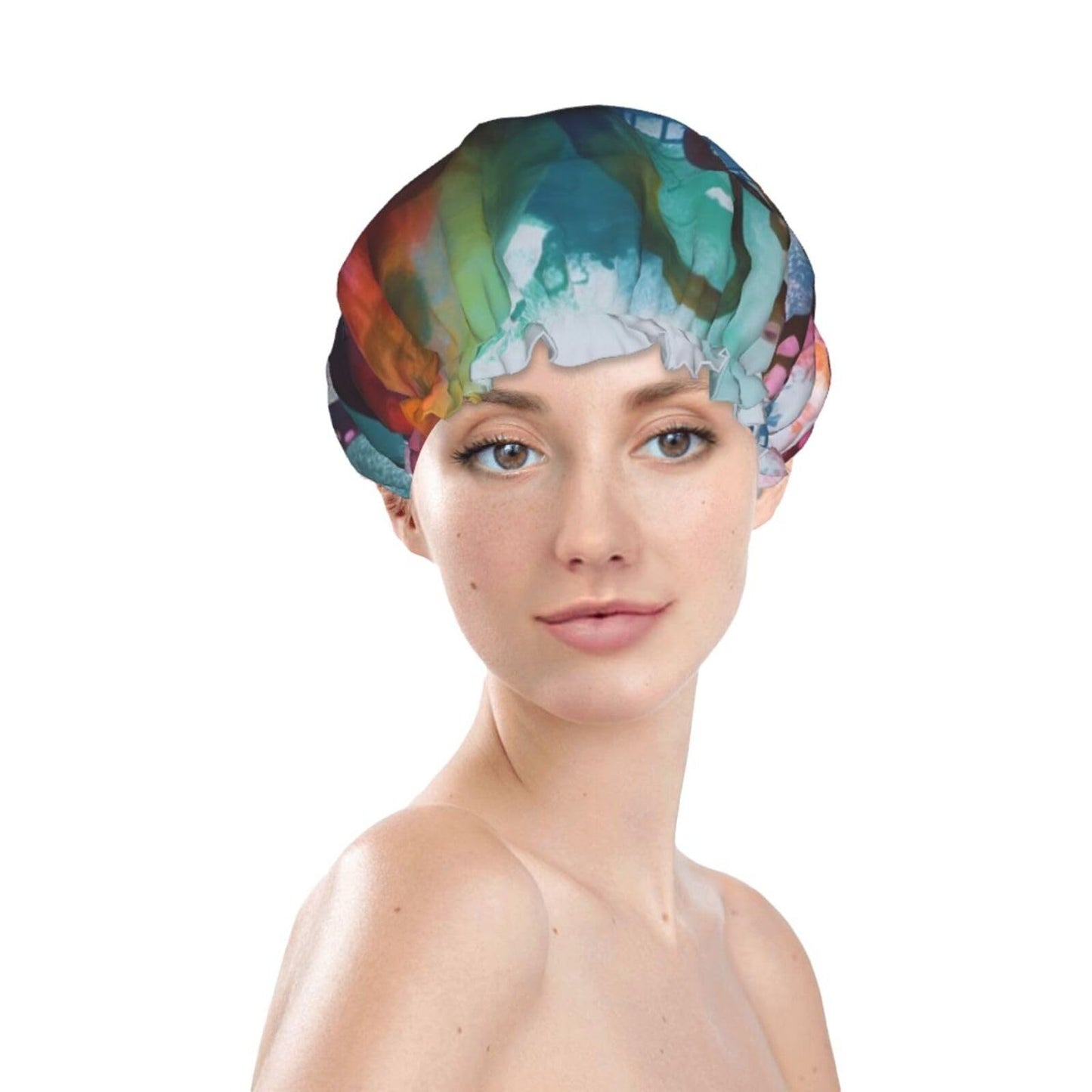 Abstract Colorful Octopus Shower Cap For Women Reusable Double Layers Bathing Bath Cap Hair Caps Waterproof Elastic Band Ladies Spa Salon Shower Hat Beauty and Personal Care GDSHJKLW