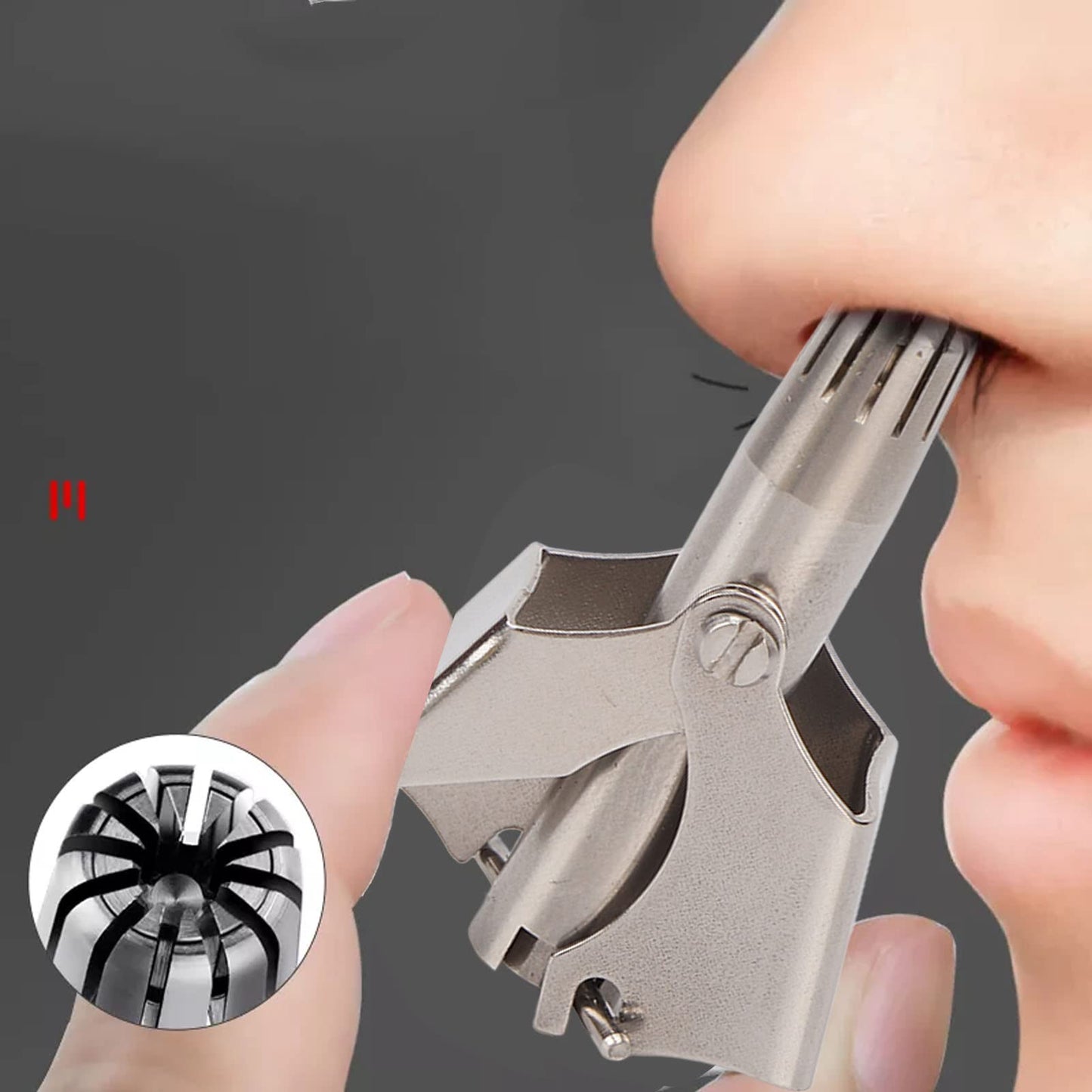 OVAQUIXI Manual Nose Hair Trimmer, Safe Quiet 360 Degree Grooming Tool for Men Home Travel Stainless Steel Detachable R Shaped Round Head 1 Pack Beauty and Personal Care OVAQUIXI