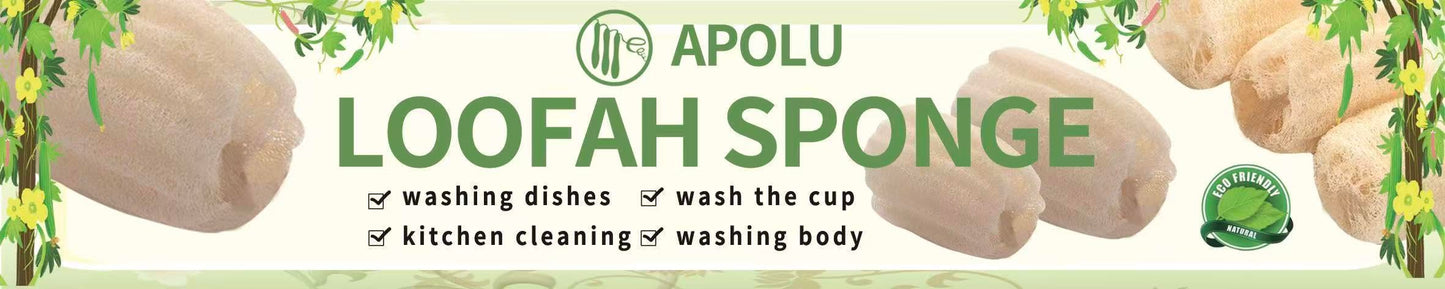 Apolu Natural Loofah Sponge, Loofah Exfoliating Body Sponge Scrubber for Skin Care, Kitchen Sponge for Cleaning Dishes & Pans Skin Friendly - Pack Beauty and Personal Care APOLU