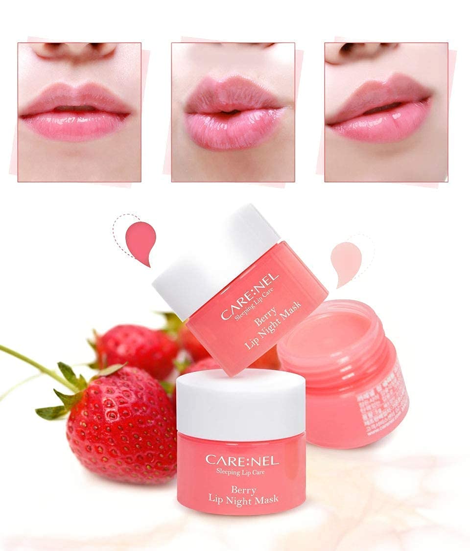 CARENEL Lip Sleeping Mask 5g (Berry 3Set) - Moisturizer for Dry Lips - Overnight Treatments Balm, Day and Night Repair Gloss, Scrubs Exfoliator Beauty & Personal Care CARE:NEL