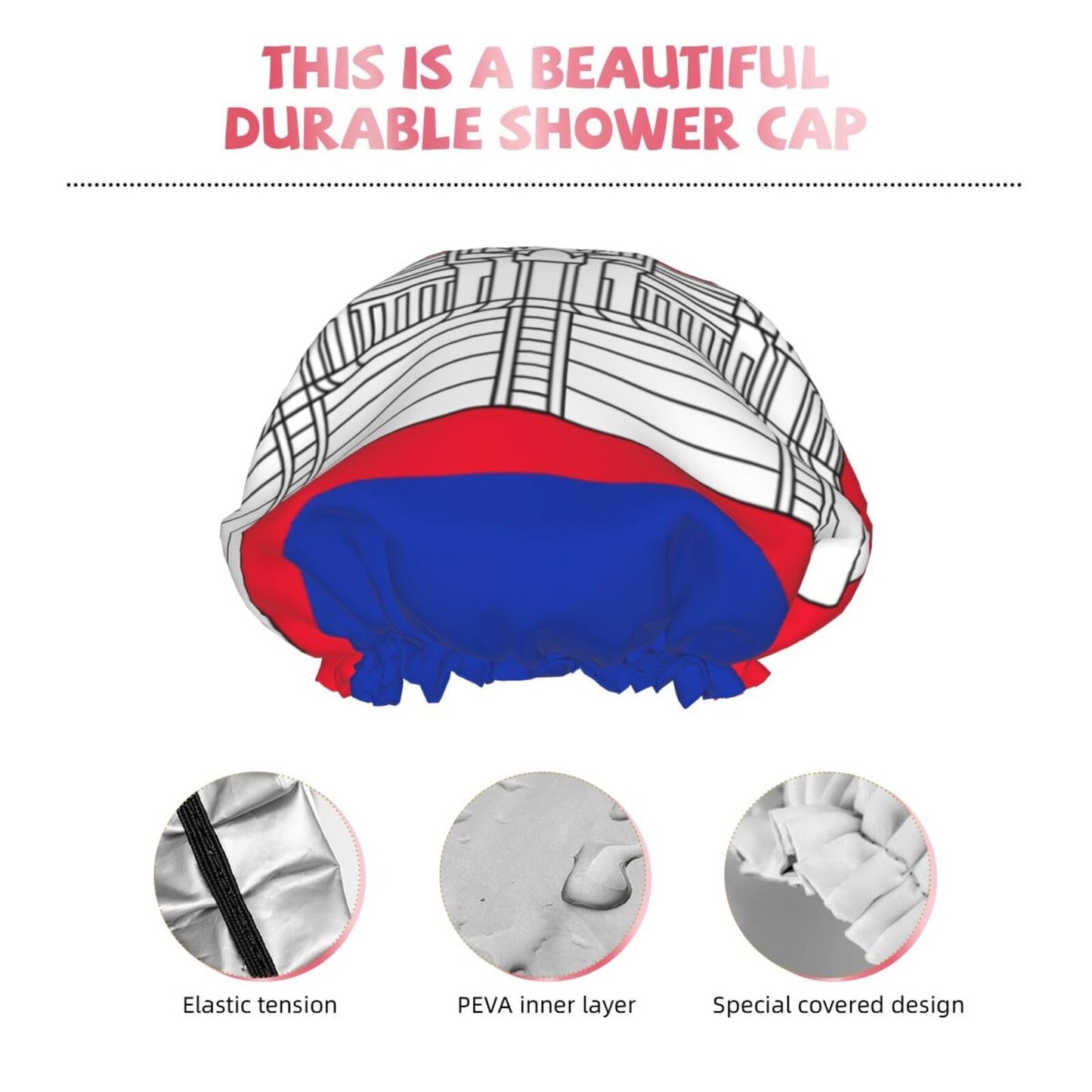 Cambodia Flag Prints Shower Cap Double Layer Lined Waterproof Bathing Shower Hat Beauty and Personal Care Hayyett