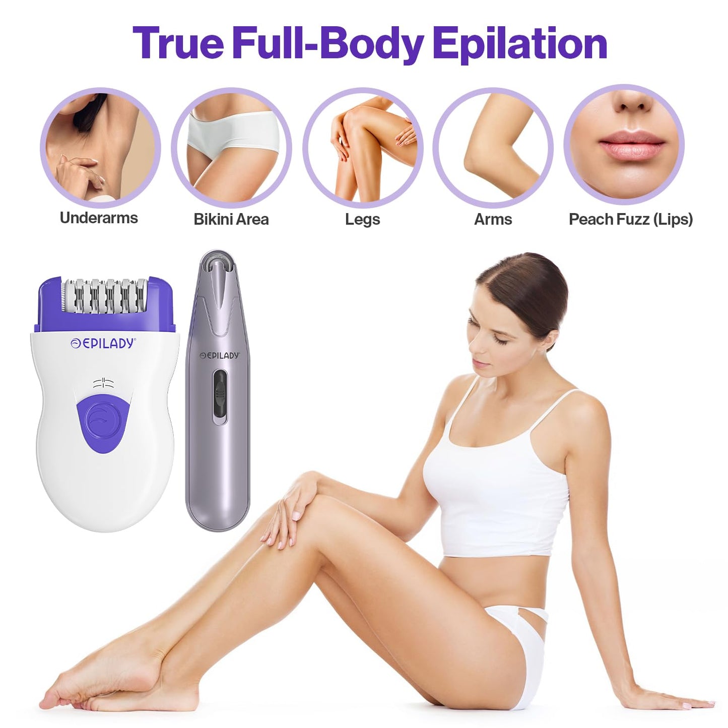 Epilady Face & Body Hair Removal Device Bundle, Corded Electric Epilator for Women with Facial Hair Remover, Epilator for Legs, Arms, Underarms Beauty and Personal Care Epilady