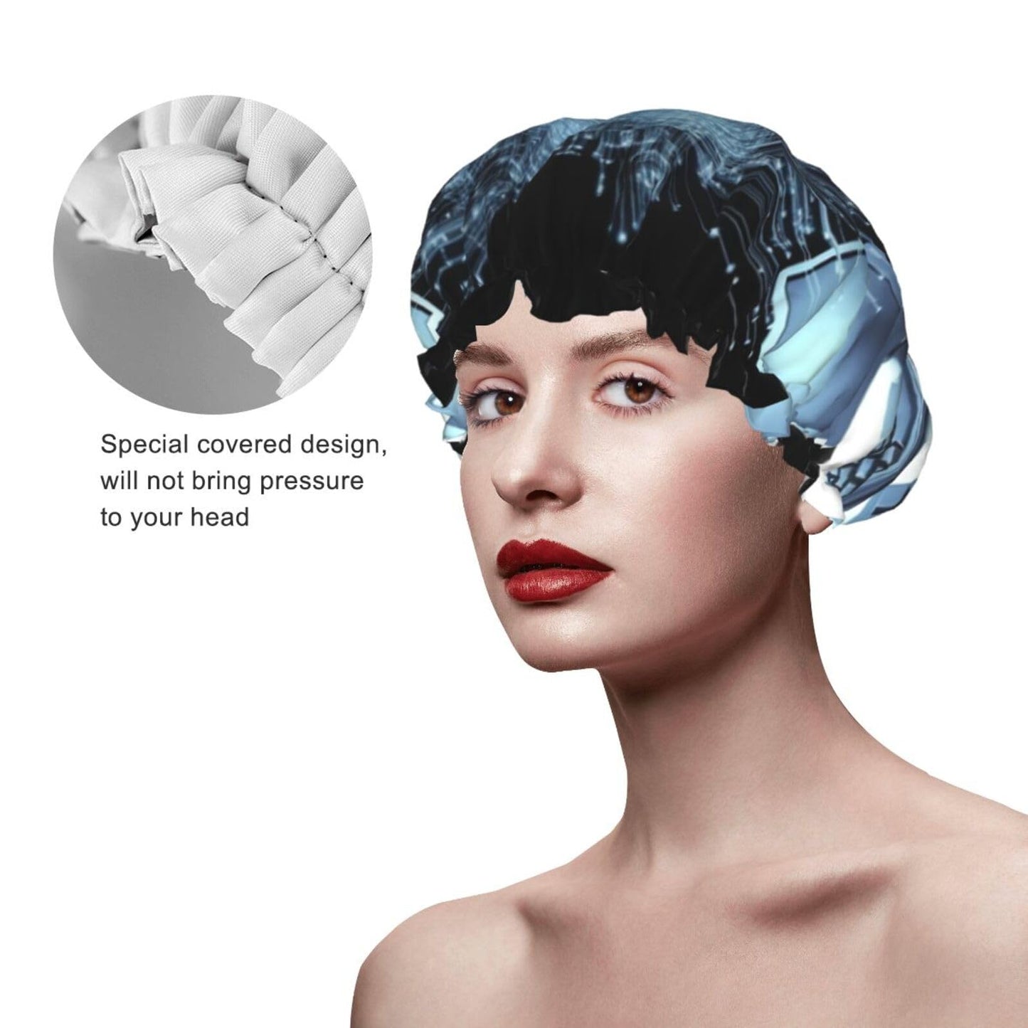 Computers and internet Shower Cap for Women Men Large Reusable Shower Bonnet Double-Layer Waterproof Bath Caps Elastic Band Hair Hat for All Beauty and Personal Care BWLHJKE