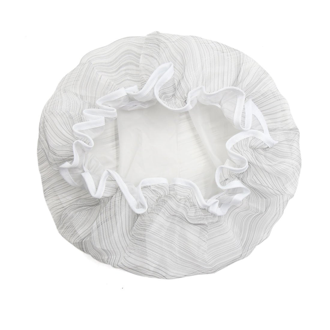 Ruilogod White Stripe PEVA Lining Dual Layers Waterproof Shower Bath Salon Hair Cap Hat (id: 172 738 c94 ea7 ec0 Beauty and Personal Care Ruilogod