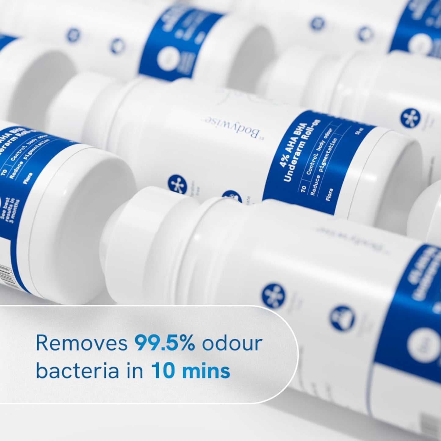 Be-Bodyvise's AHA BHA Underarm Roll On, 2% Lactic Acid, 1% Mandelic Acid, 1% Salicylic Acid, Flora Fragrance, Alcohol-Free, Aluminum-Free, 50ml, Pack Beauty and Personal Care Metrey Herbotech