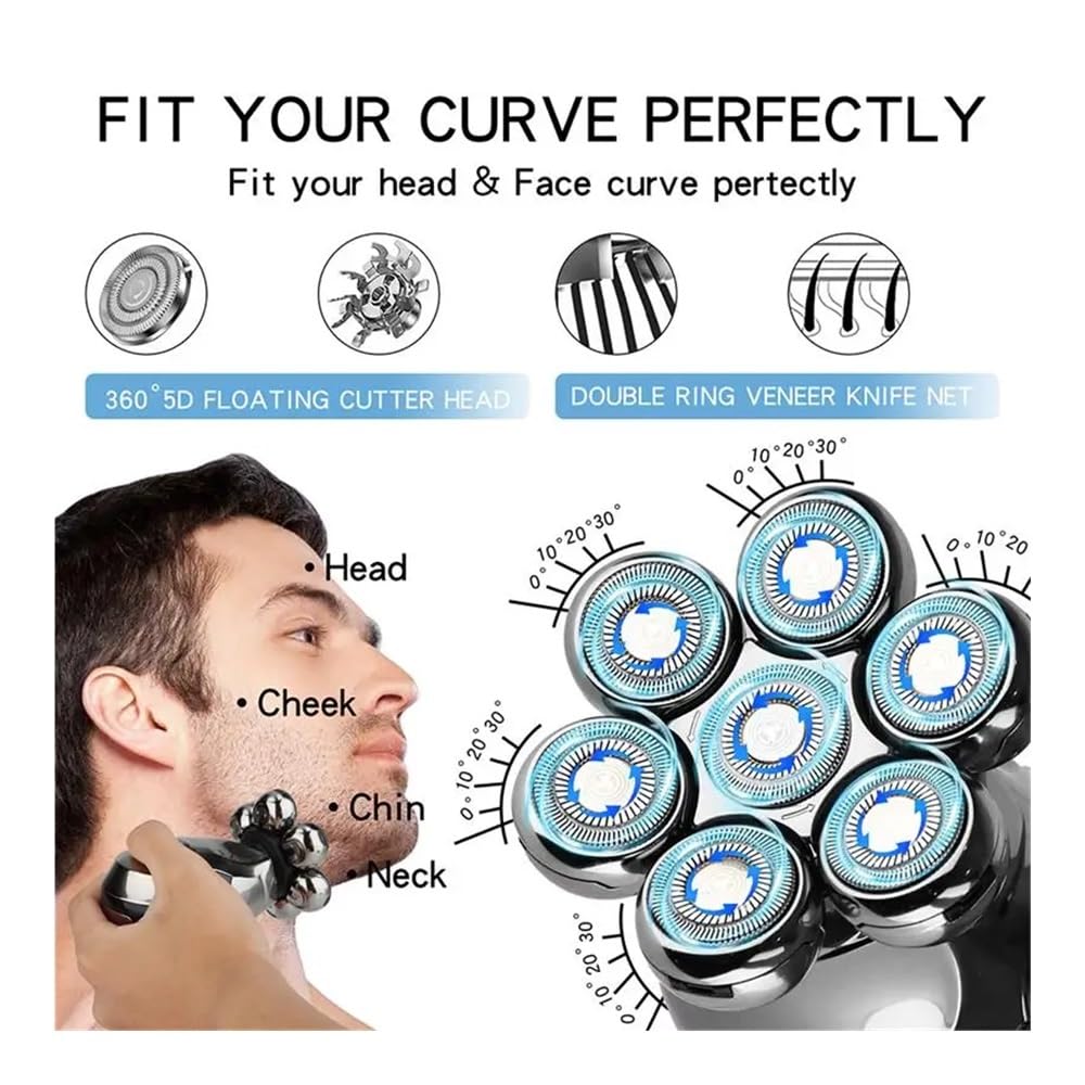 Razors Men's Electric Rechargeable Wireless Razor, 7 Floating Heads, Nose Hair Trimmer, Facial Cleaning Brush, can Shave One's Head(HYN-701) Beauty and Personal Care EWKYLSEM