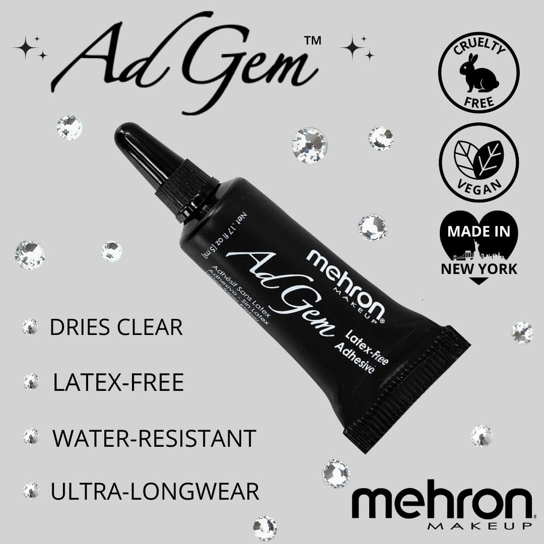 Mehron Makeup AdGem Adhesive | Rhinestone Glue | Latex-Free Eyelash Glue | Body Adhesive .17 fl oz (5 ml)