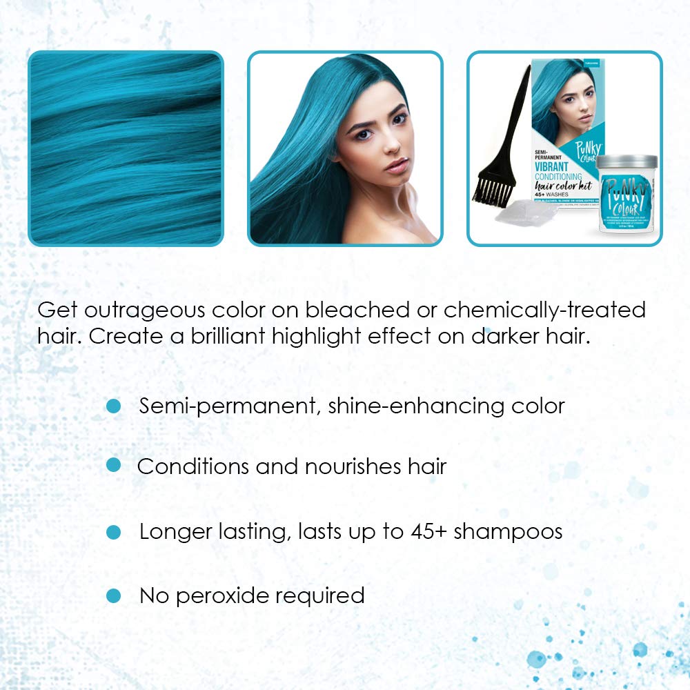 Punky Colour Box Kit Turquoise Semi Permanent Hair Color - Vegan, Cruelty-Free Conditioning Hair Dye, Lasts Up to 35 Washes Beauty & Personal Care Punky