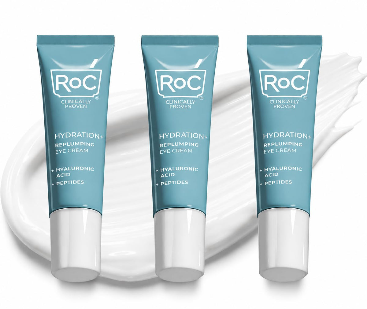 RoC Multi Correxion Hyaluronic Acid Anti Aging Under Eye Cream for Puffiness & Dark Circles, 0.6 FL OZ each, Set of 3 (Total 1.8 FL OZ)