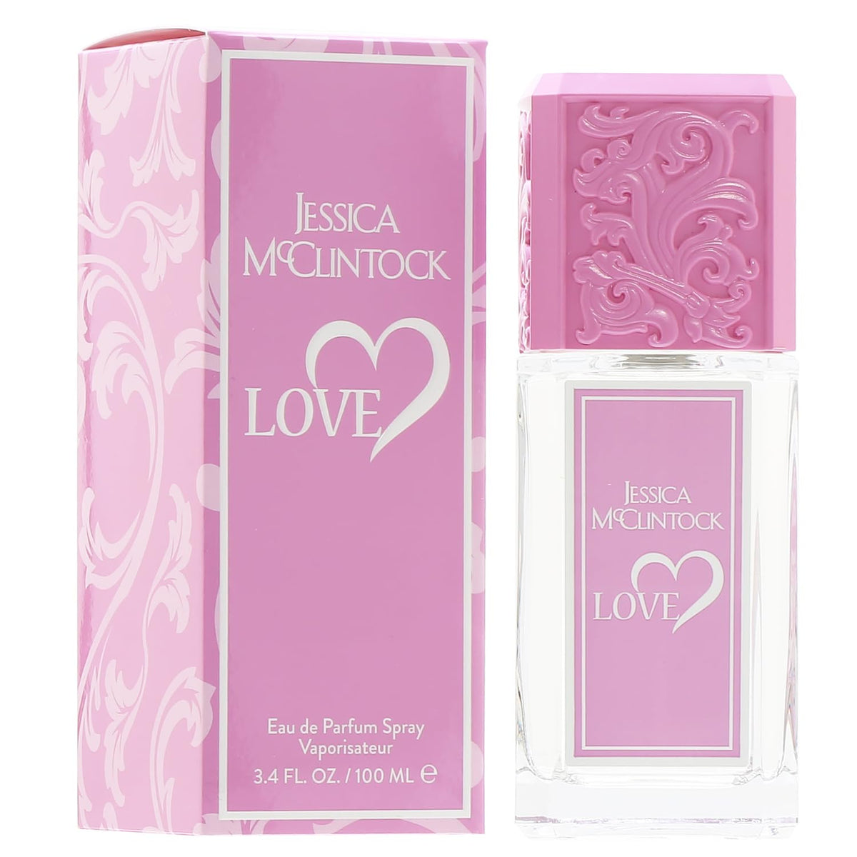 Jessica McClintock Love Eau De Parfum Spray for Women, 3.4 oz - Bright Floral Scent with Yuzu, White Tea, Gardenia, Jasmine & Amber, Romantic