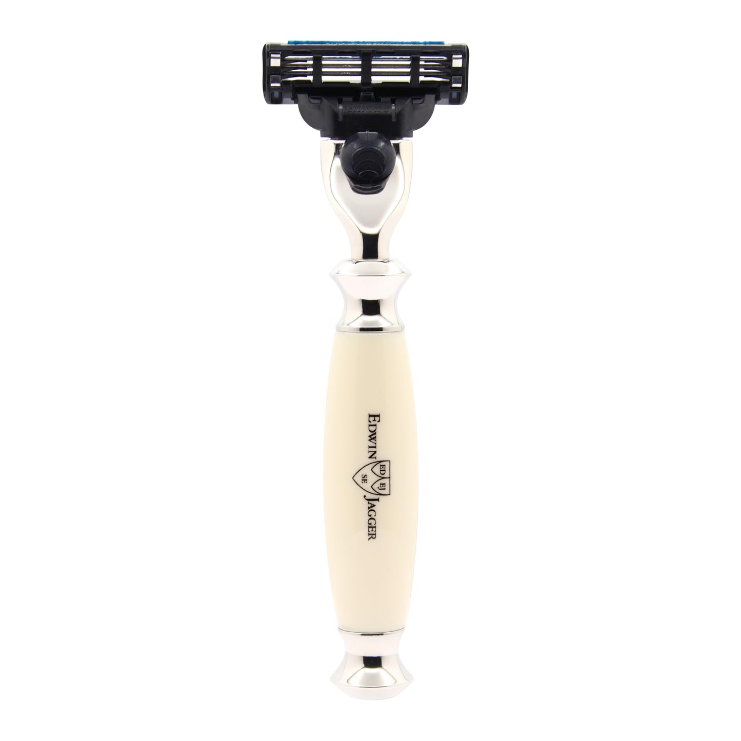 Edwin Jagger S81M587AMZ Imitation Ivory & Nickel Classic Shaving Set with Pure Badger Shaving Brush and Mach 3 Razor for Shaving Cream or Soap for Men Beauty and Personal Care Edwin Jagger