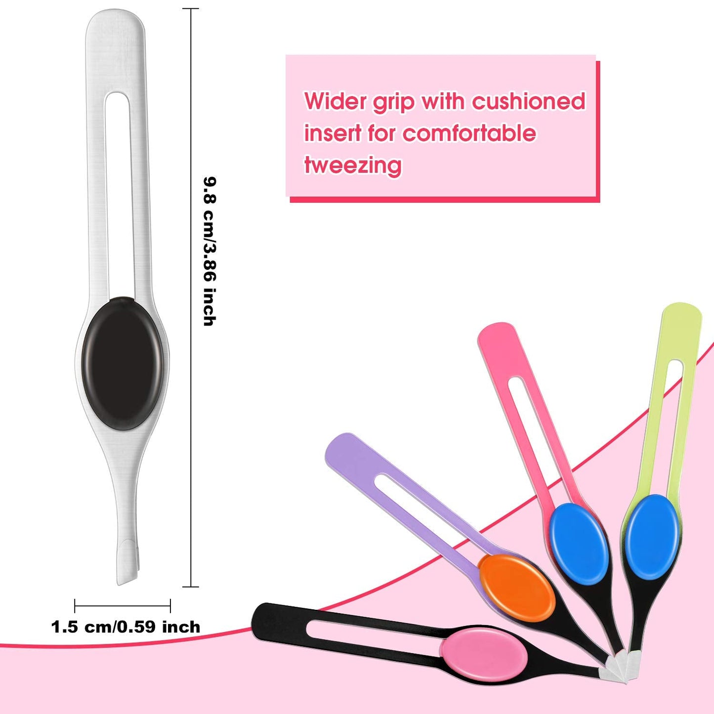 Chumia 5 Pieces Non-Slip Grip Tweezers Slanted Tip Stainless Steel Tweezer Wide Precision Tip Clip Tweezer for Ingrown Hair Eyebrow Shaping Splinter Beauty & Personal Care Chumia