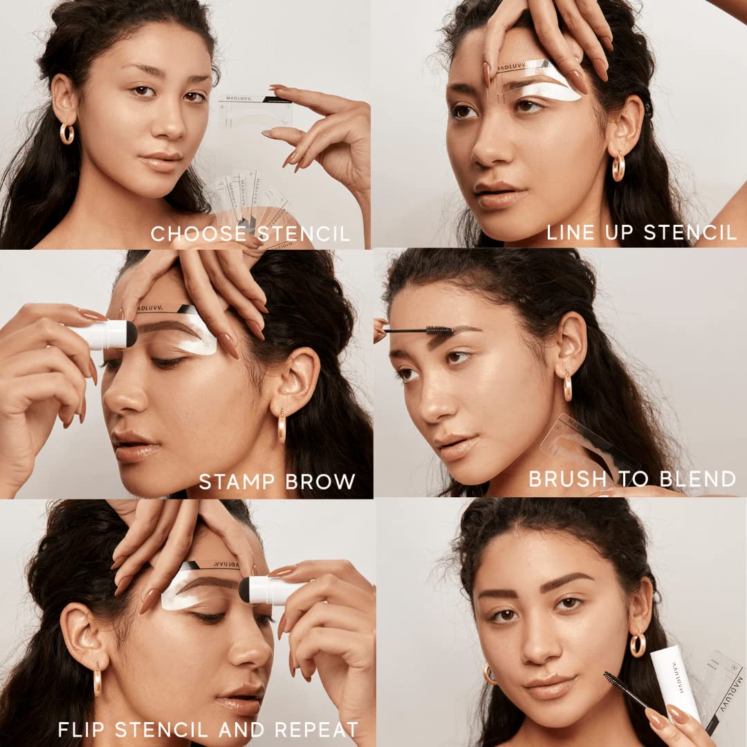 MADLUVV Brow Stamp Kit with Brow Stencils - Easy Eyebrow Shaper for Natural-Looking Brows - Popular Eyebrow Stencil Kit Used by Professionals - 9 Beauty & Personal Care MADLUVV